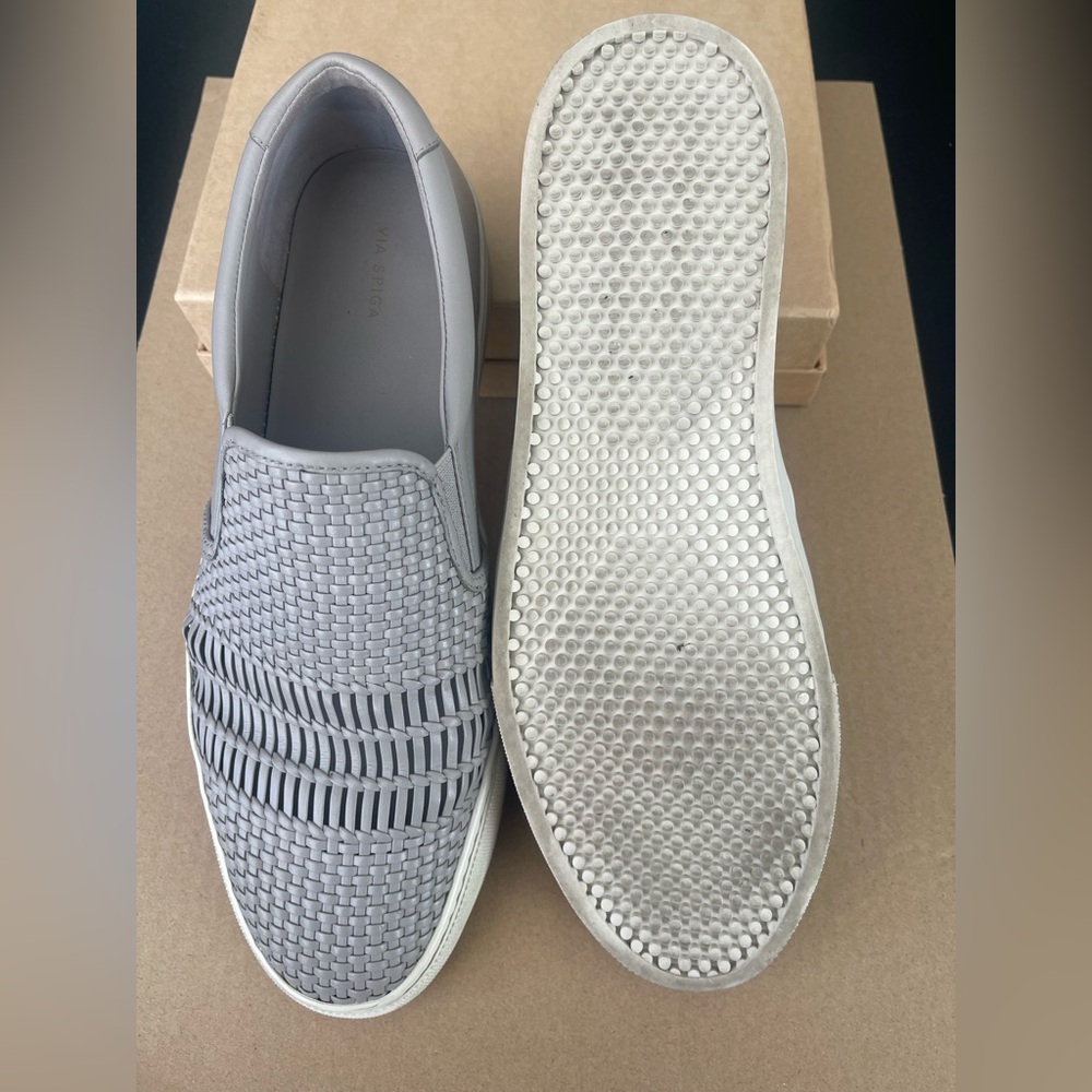 Via Spiga Light Gray Woven Women’s Loafers - Picture 3 of 3